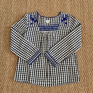 J Crew Gingham Top with Embroidery Size S